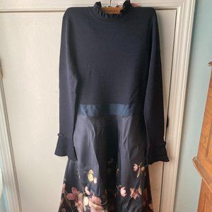ted baker seema arboretum knitted bodice dress